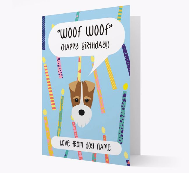 Personalized 'Woof Woof' Birthday Card with {breedFullName} Icon